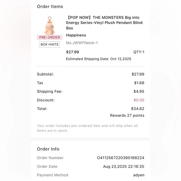 THE MONSTERS Big into Energy Series - Vinyl Plush Pendant Blind Box {Happiness} - Picture 6 of 11